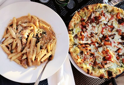 Photo of pasta and pizza